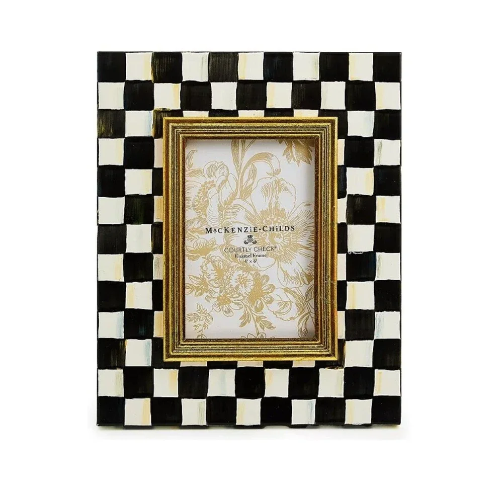Mackenzie Childs COURTLY CHECK 4x6 ENAMEL Picture FRAME NEW IN BOX